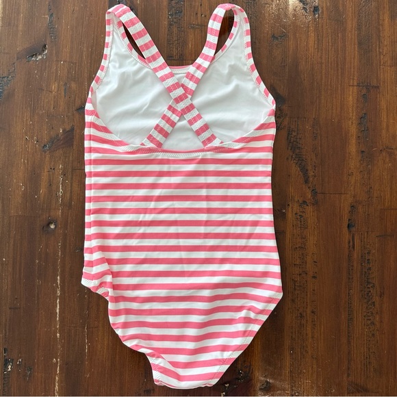 Primary Girls Pink & White Striped Swim Suit NWT Size 10 - Picture 4 of 8